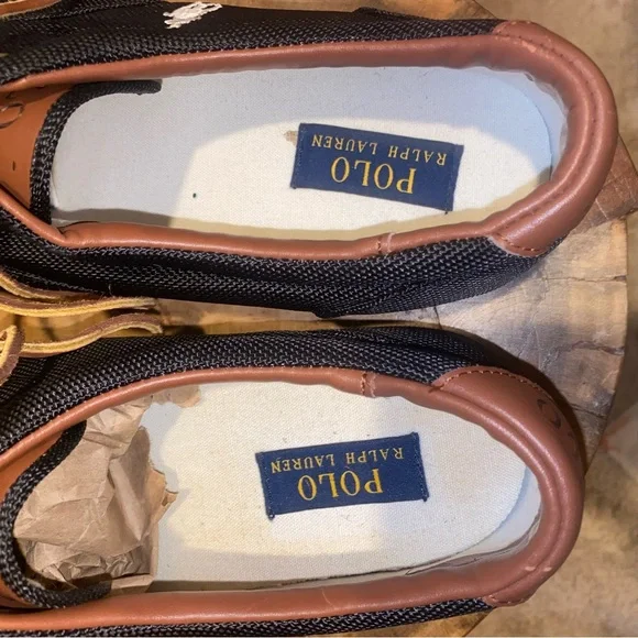 Polo Ralph Lauren Vaughn sneakers in black with brown leather accents. Sz 40 - Picture 4 of 5